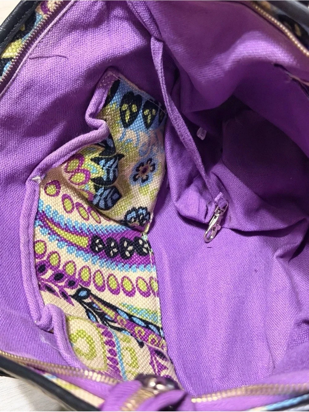 Spartina 449 Paisley Tote with Black Handles - Cream, Purple, Blue, Green